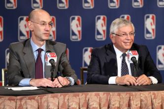 Adam Silver (left), the NBA's current commissioner, and David Stern (right), the NBA's former commissioner, have two different views on the league's jerseys. 