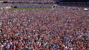 Thousands of fans gathered in Chicago's Soldiers Field on July 1, 2014 to watch the US take on Belguim in the World Cup, which at the time was the most watched soccer match ever on ESPN. 
